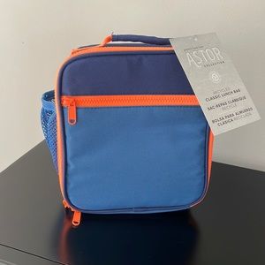 Brand new pottery barn kids Astor lunch box blue and orange school